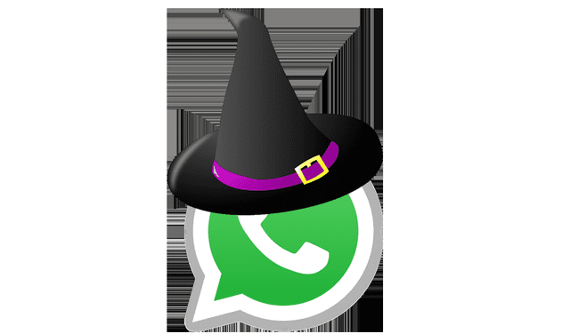 El ícono de WhatsApp con sombrero de bruja debe estar en formato PNG y sin fondo. Foto: composición LR
