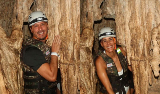 Cristian Rivero y Gianella Neyra fascinados con las cuevas de cristal en México. Foto: Cristian Rivero/Instagram.