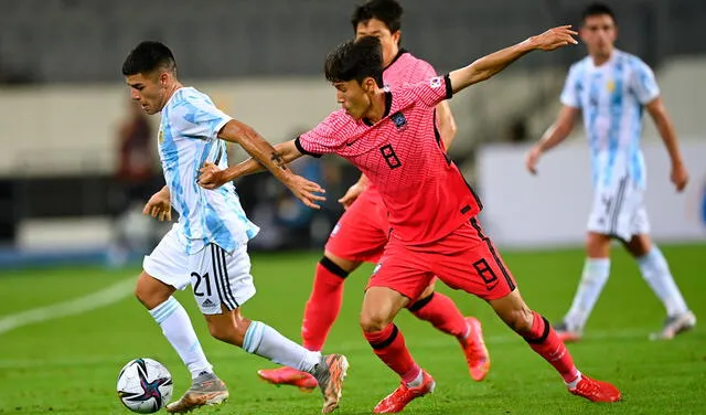 Argentina empató 2-2 con Corea del Sur en su último amistoso de preparación. Foto: AFP