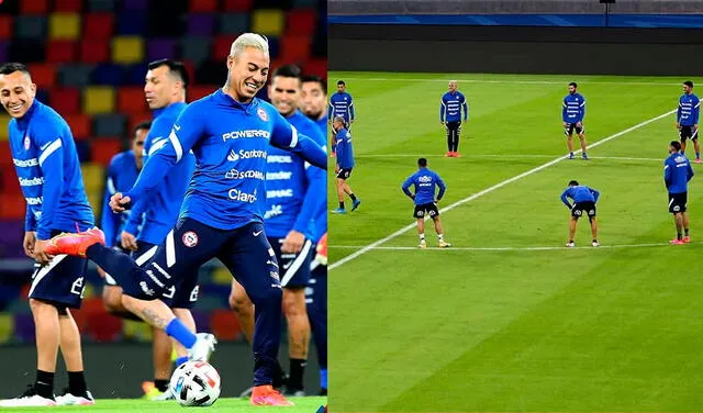 Entrenamiento de la selección chilena previo al partido contra Argentina. Foto: SeleccionChilena/Facebook