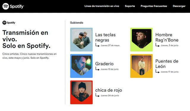 Conciertos virtuales Spotify. Foto: captura de Spotify