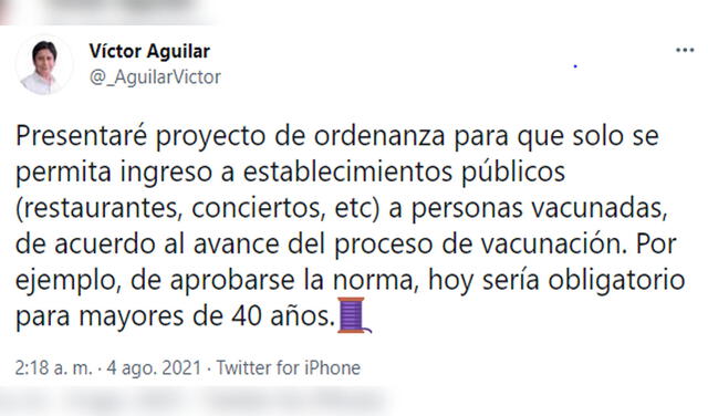 Declaraciones de Víctor Aguilar. Foto: Twitter