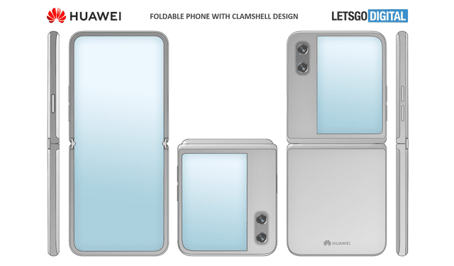 Diseño conceptual del futuro smartphone plegable de Huawei. Foto: LetsGoDigital