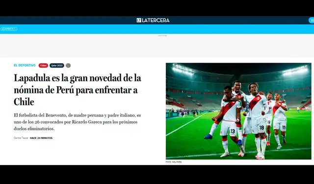 Perú vs Chile: medios chilenos informan sobre convocatoria de Gianluca Lapadula