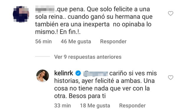 15.6.2022 | Kelín Rivera respondió a las críticas por su publicación sobre Tatiana Calmell. Foto: captura Instagram