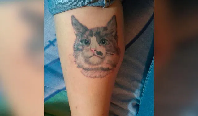 Facebook viral: joven se hace un tatuaje en su pierna inspirado en el rostro de su gato