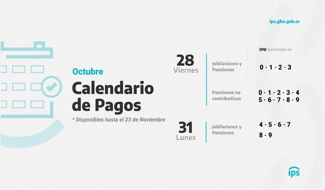 Calendario de pagos del IPS