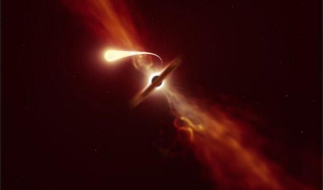 En el año 2020, la Real Sociedad Astronómica británica detectó un destello que sugería una espaguetización a 215 millones de años luz de la Tierra. Foto: ESO / M. Kornmesser