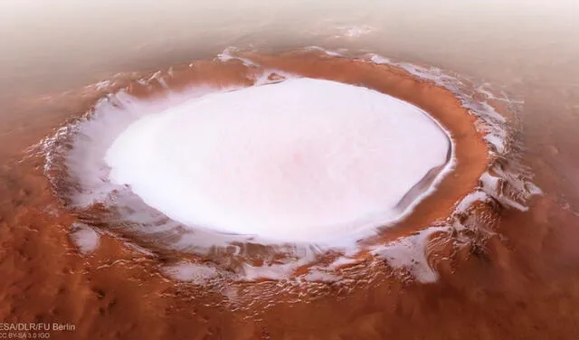 Toda el agua presente en la superficie de Marte se encuentra congelada. Foto: ESA