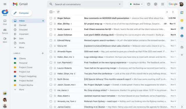 Así será el nuevo diseño de Gmail en su versión para escritorio. Foto: Google