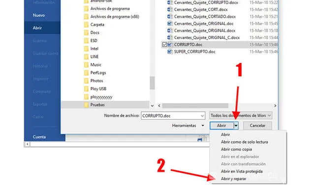 La opción abrir y reparar te será de gran ayuda. Foto: Xataka
