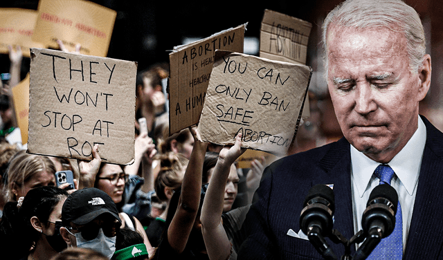 Joe Biden rechazó la derogación de la ley del aborto por la Corte Suprema de EE. UU. Foto: composición LR/AFP