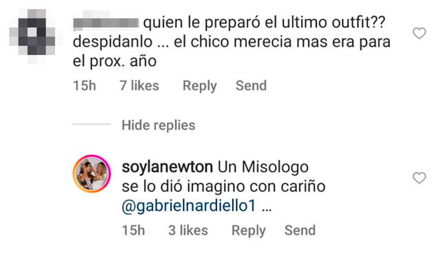 16.7.2022 | Comentario de Jessica Newton sobre el outfit de Nicola Roberto en el Mister Supranational 2022. Foto: captura Jessica Newton/Instagram