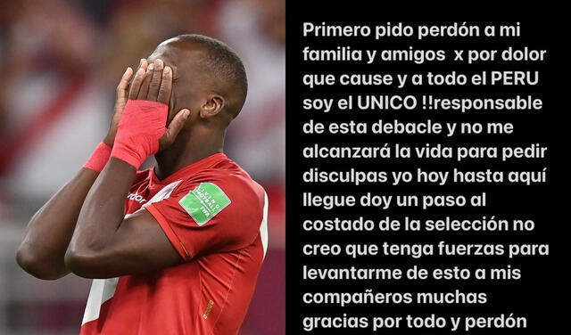 Luis Advíncula borra su mensaje tras anunciar renuncia a la selección peruana. Foto: composición LR/EFE/captura.