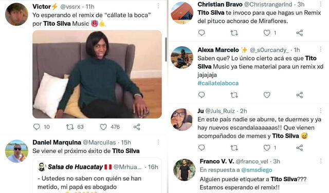 Usuarios en las redes etiquetan y mencionan a Tito Silva Musica para que realice el remix de "Cállate la boca".