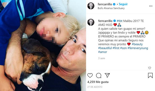 27.8.2020 | Post de Fernando Carrillo recalcando el amor que siente por su primer hijo. Crédito: captura Instagram
