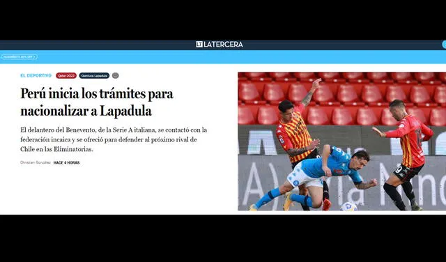 El diario La Tercera dio a conocer lo de Gianluca Lapadula