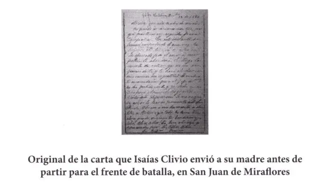 Carta original que Isaías Clivio le dedicó a a su madre