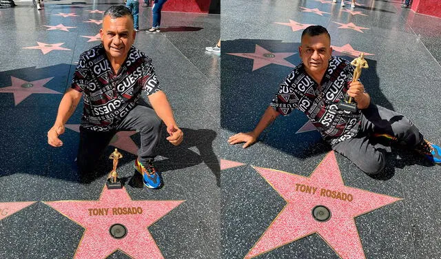 El cantante Tony Rosado se imaginó con su propia estrella en el Paseo de la fama de Hollywood. Foto: captura/Facebook