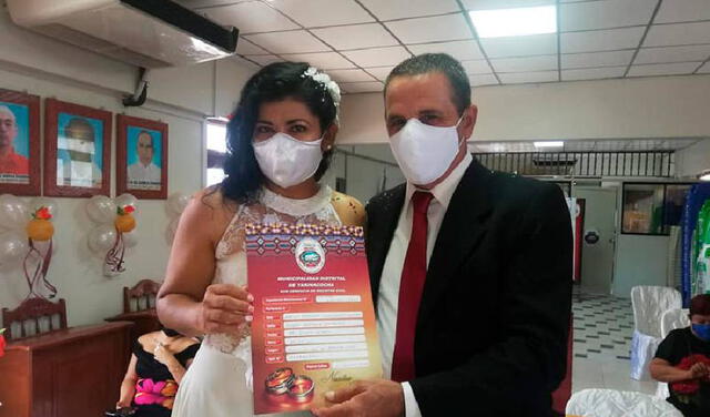 Manuel Constantino e Isabel Ramírez celebraron su matrimonio en plena pandemia. Foto: Gaceta Ucayali