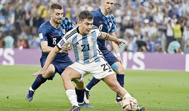 A festejar. Messi se hizo presente en el marcador ante Croacia tras anotar de penal. Foto: AFP