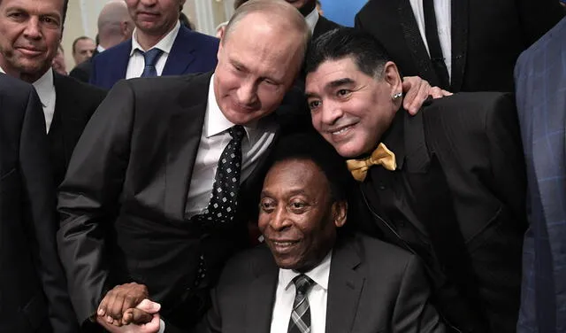 Una de las últimas reuniones entre Pelé y Maradona se produjo en el 2018, con motivo del Mundial de Rusia. Foto: EFE