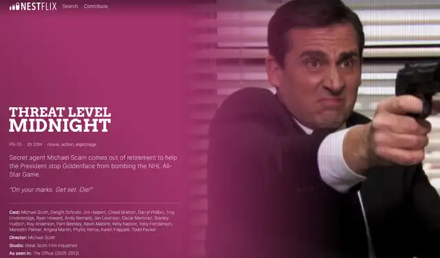 Threat Level Midnight en Nestflix Threat Level Midnight en Nestflix