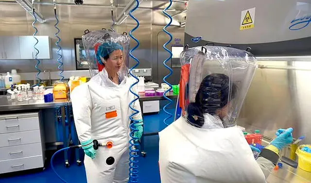 Investigadores trabajan en un laboratorio del Instituto de Virología de Wuhan en 2017. Foto: EPA
