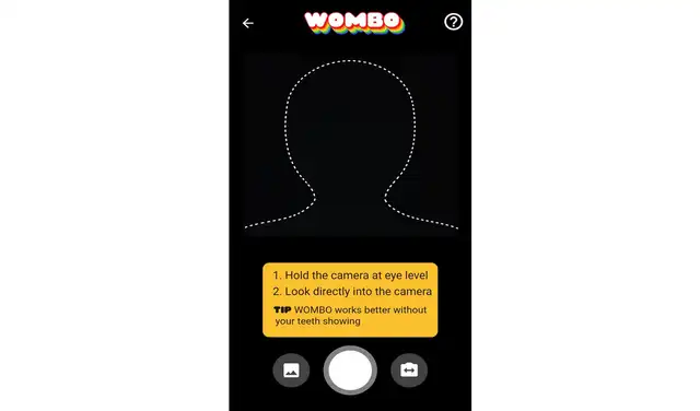 Procura que tu selfie no esté fuera de la silueta. Foto: captura de Wombo
