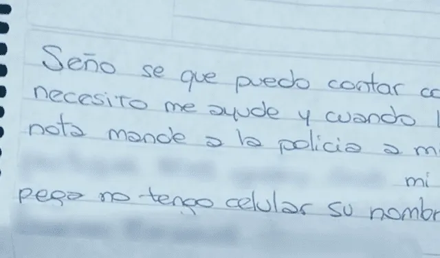 Usa el cuaderno escolar de su hijo para denunciar que su pareja la tenía encerrada por 4 meses