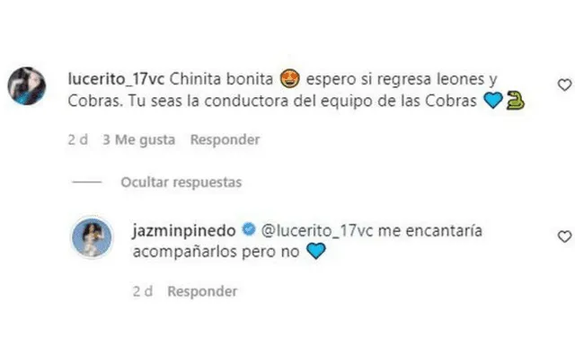 Jazmín Pinedo responde a usuaria que espera su regreso en EEG 2022.