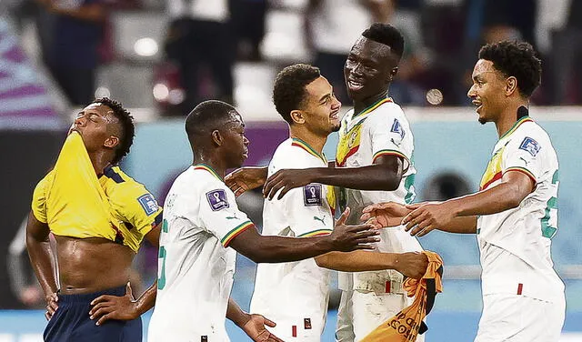 Felices. La celebración del plantel de Senegal por la victoria. Foto: difusión