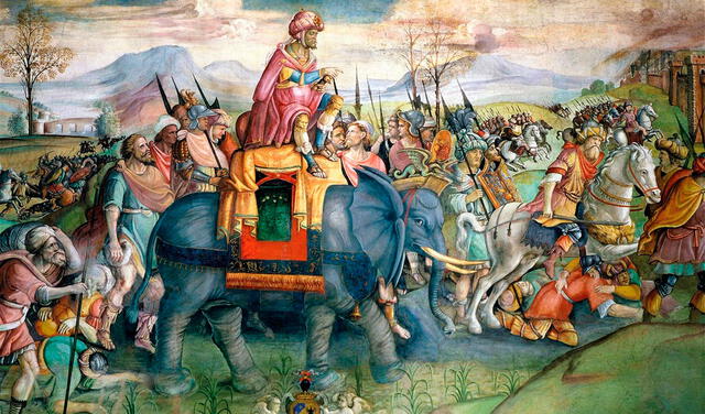 Aníbal de Cartago cruzó los Alpes con 38 elefantes en el año 218 a. C. Foto: Museos Capitolinos de Roma