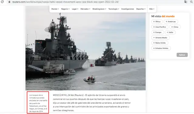 Fotografía de buques en informe de Reuters. Foto: captura en web / Reuters. Fotografía de buques en informe de Reuters. Foto: captura en web / Reuters.