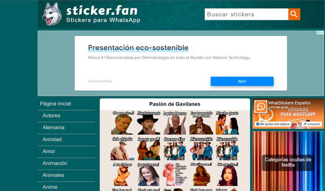 Plataforma de sticker.fan, donde podrás encontrar los mejores stickers de Pasión de gavilanes. Foto: captura