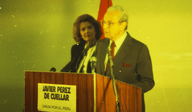 Javier Pérez de Cuéllar postuló a la presidencia de la República en 1995 y tenía como opositor a Alberto Fujimori. Foto: Archivo La República.