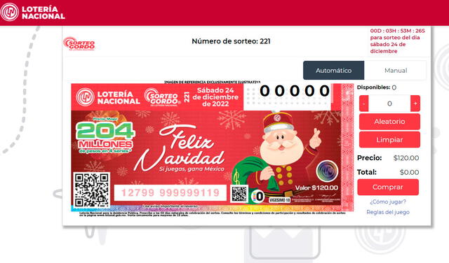 Plataforma de Alegría Lotería para comprar los boletos del Gordo de Navidad