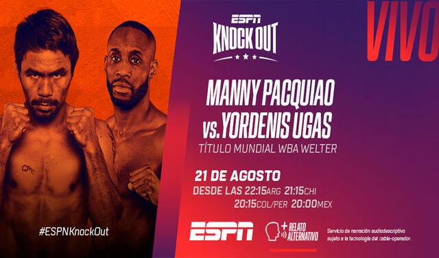 ESPN transmitirá la pelea de Manny Pacquiao vs. Yordenis Ugás en Latinoamérica. Foto: ESPNKnockout/Twitter