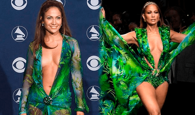 Jennifer Lopez en el 2002 / Jennifer Lopez en el 2019.