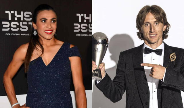 Modric y Marta durante los Premios The Best 2018. Foto: composición AFP