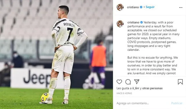 Mensaje de Cristiano Ronaldo. Foto: captura de pantalla/Instagram