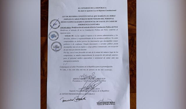 Documento publicado por el presidente Francisco Sagasti. Foto: Twitter.