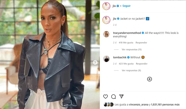 Jennifer López luce sexy en Instagram