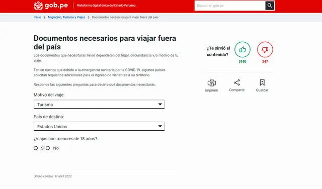 Así funciona la plataforma del Estado peruano para averiguar los documentos que necesitas en tu viaje. Foto: captura