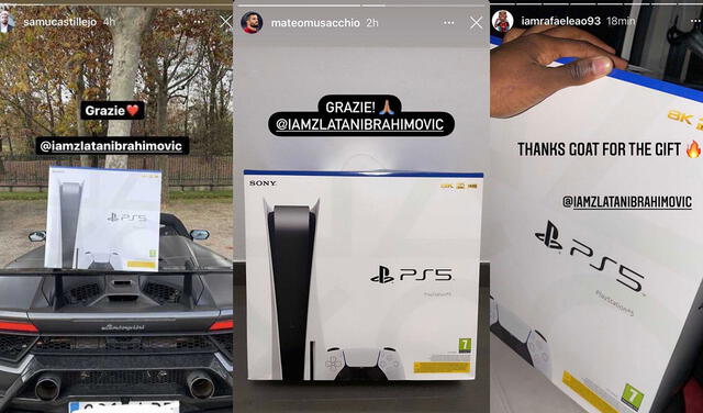 En redes sociales, los compañeros de Zlatan le agradecieron al sueco por su regalo. Foto: Instagram