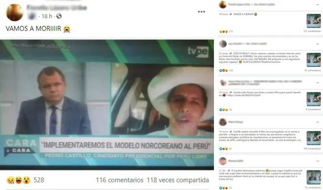 Viral muestra que Pedro Castillo dijo en programa de TV Perú que implementará el “modelo norcoreano” en el país. Foto: captura en Facebook.