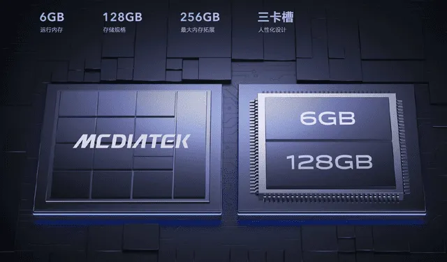 Procesador MediaTek acompañado por 6 GB de RAM y 128 GB de ROM. Foto: Vivo