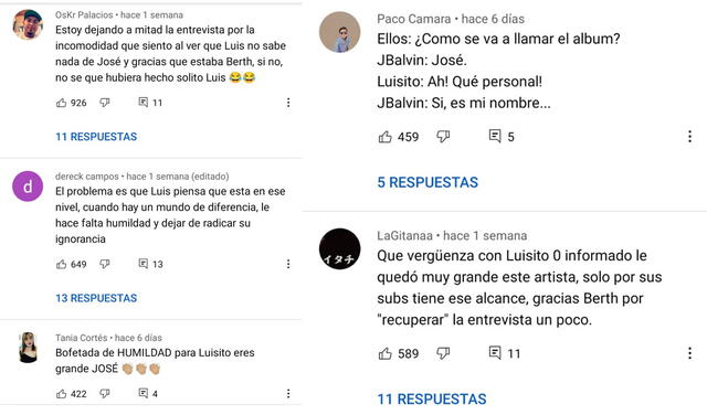 21.9.2021 | Comentarios sobre la entrevista de Luisito Comunica a J Balvin. Foto: captura En Cortinas con Luisito y Berth / YouTube