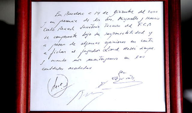 Primer contrato de Messi en el Barcelona fue firmado en un restaurante. Foto: difusión