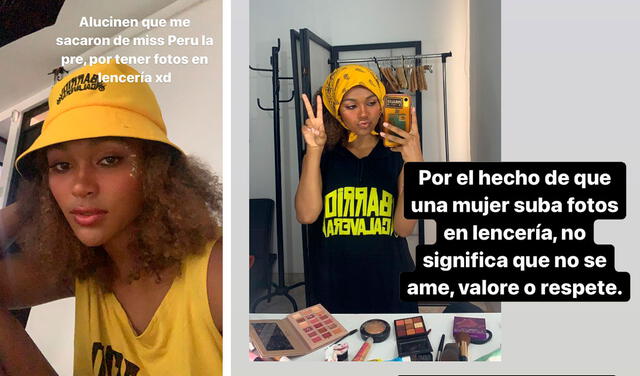 15.1.2021  | Historias de Shenaaz September sobre su salida de Miss Perú La Pre. Foto:  Shenaaz September  / Instagram